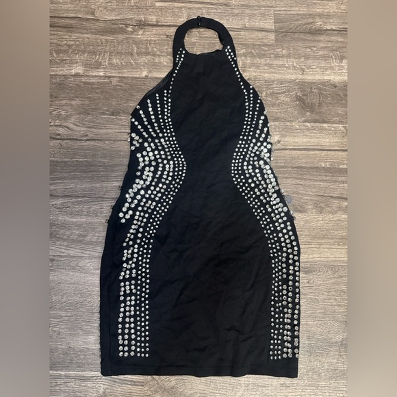 Elegant Black Studded Dress - Picture 2 of 9